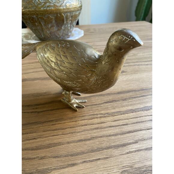 Vintage Midcentury Solid Brass Pheasant Made in Korea Large Brass Bird - Picture 4 of 7